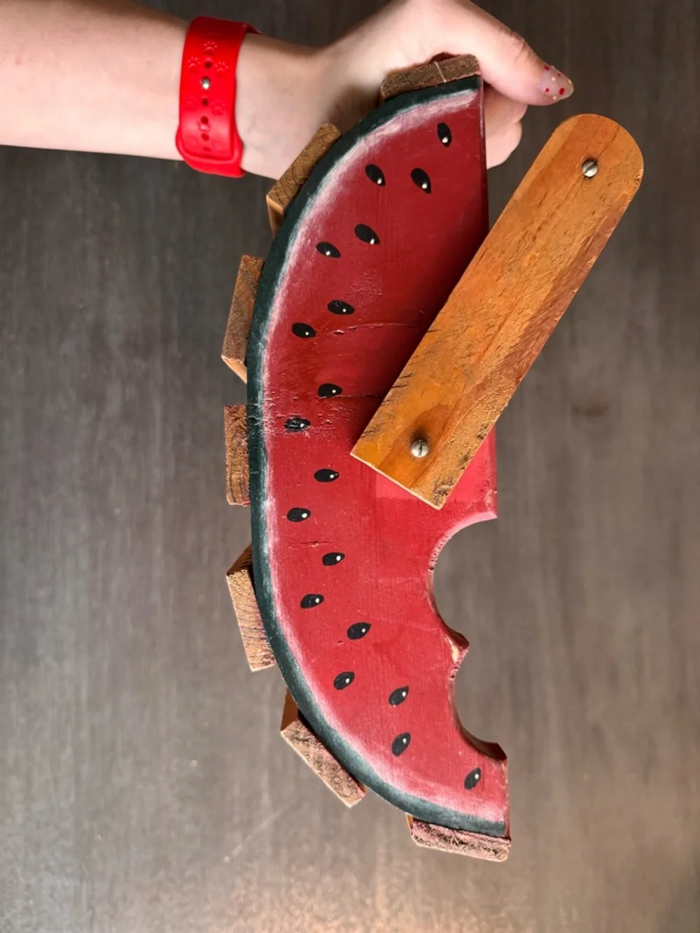 Vintage Wooden Watermelon Basket Bowl Decor